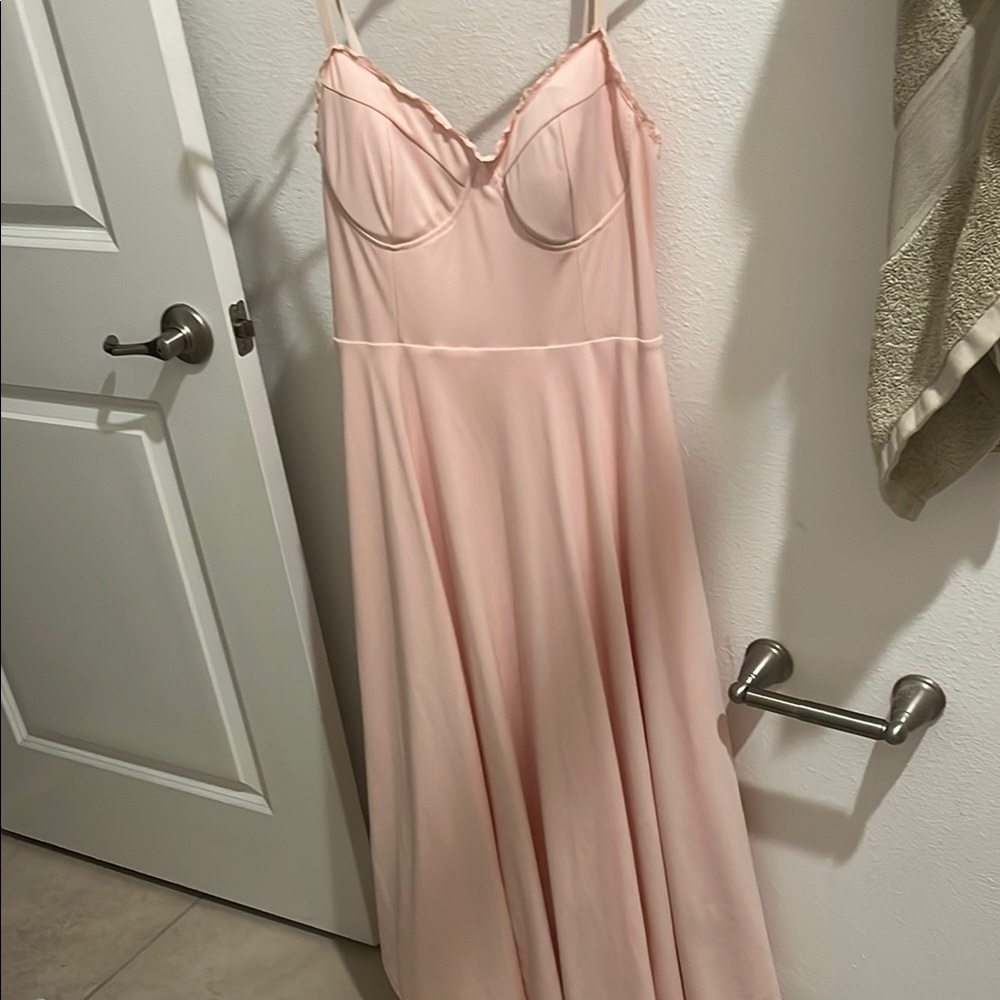 Macy's Pink Midi Dress with Sweetheart Neckline
